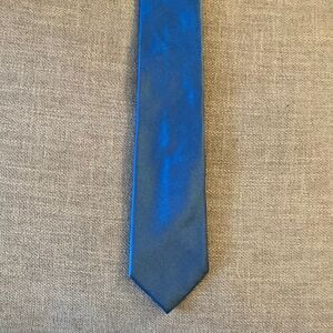 Peter Elliot Silk Satin Narrow Blue Tie Handmade in Italy.